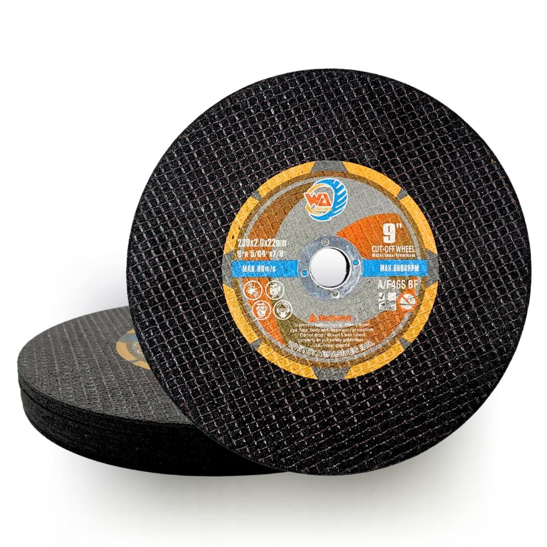 WA 10PACK - 9" x 5/64" x7/8" Cut Off Disc, Angle Grinder Chop Saw Tool Accessories Discs Cutting Wheel, 9 inch Cut Off Blade 7/8 inch Arbor for General Metal & Steel & Stainless Steel, Aggressive Cut