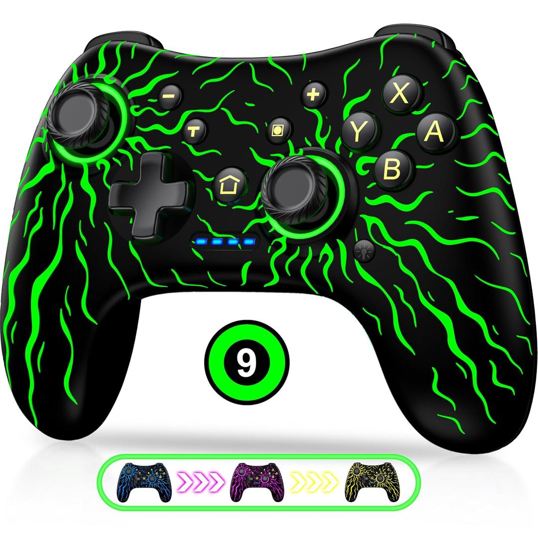 Wireless Switch Controller for Nintendo Switch 1/2/Lite/OLEDSwitch Controllers Compatible with Android, IOS, Windows PC, Switch Pro Controller Features LED,Motion,Vibration,Turbo,Wake Up