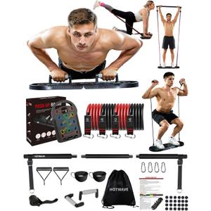 HOTWAVE Push Up Board Fitness, Portable Foldable 20 in 1 Push Up Bar at Home Gym, Pushup Handles for Floor. Professional Strength Training Equipment For Man and Women (Black 3)