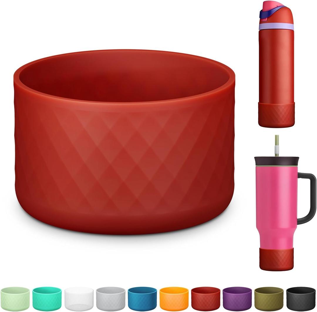 Silicone Boot for Owala Water Bottle 24 oz 32 oz 40 oz, Anti-Slip Protective Sleeve for FreeSip/Twist/Flip Stainless Steel Water Bottles Accessories (Red)