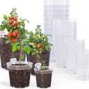 homenote Clear Nursery Pots for Plants,3/4/5/6.7 Inch Plant Pot for Planting Plastic Seedling Pots with Drainage Holes Seed Starter Pot Flower Pots High Transparency with 20 Plant Labels (36 Pack)