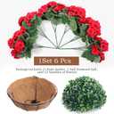 Hananona 2 Set Artificial Red Geraniums Flowers for Outdoors with Hanging Baskets, 2 Hanging Planters with 12 Pcs Red Geranium Flowers for Christmas Front Porch Garden Patio Home Decor (2, Red)