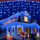 648 LED 66FT Christmas Lights 144 Drops, Outdoor Hanging lights with 8 Modes & Timer, Plug in Curtain String Lights Outdoor Waterproof for Holiday Wedding Party Home Garden Tree Outside Decor (Blue)