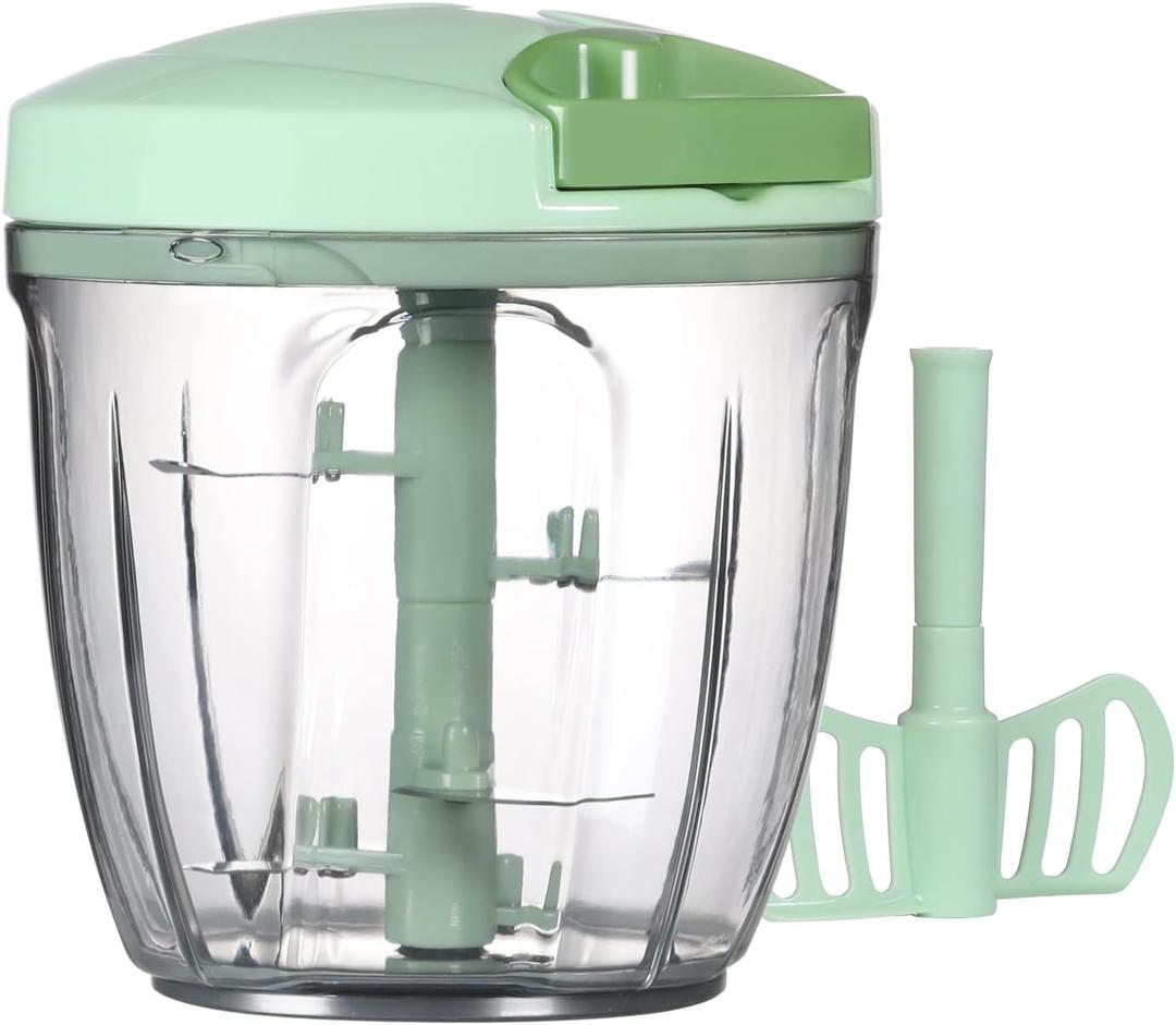 Cambom Manual Food Chopper Vegetable Cutter, Hand String Vegetable Chopper Onions Cutter for Vegetable Fruits Nuts BPA Free Food Safe Material, 900ml Green