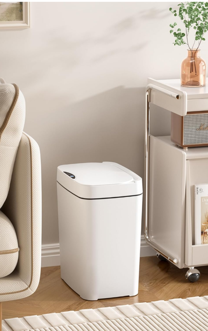 1Pack 2.7 Gal Bathroom Trash Can with Lid, Automatic Trash Can Small Smart Garbage Can Touchless, Slim Motion Sensor Waterproof Plastic Trash Bins for Bedroom Office Kitchen Toilet