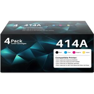 414A Toner Cartridges 4 Pack M479fdw M454dw Replacement for HP 414A, W2020A W2021A W2022A W2020X for HP Color Laserjet Pro MFP M479fdw M454fdw MFP M480f Printer Ink Black Cyan Yellow Magenta.