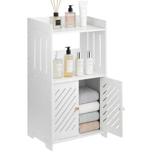 3-Tier Bathroom Storage Cabinet, Bathroom Floor Cabinet with Door and Shelf, Small White Floor Cabinet Freestanding Organizer for Bathroom Living Room Entryway Kitchen Hallway Small Space