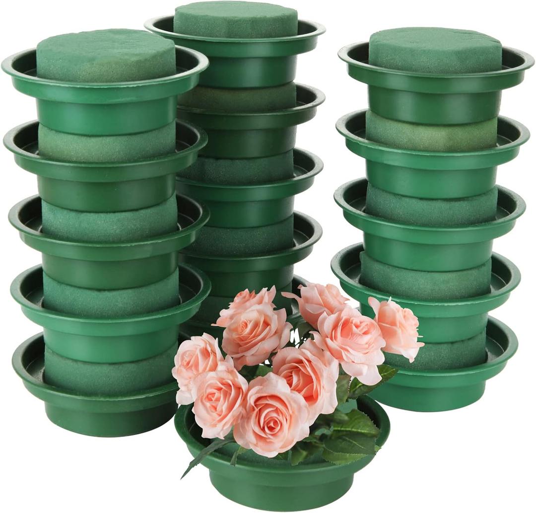 16PCS Round Floral Foam with Bowl 4inch Wet Floral Foam for Wedding Aisle Flowers Holiday Party Plant Decoration