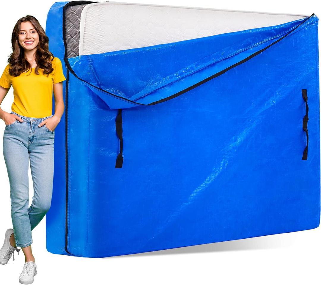 AlexHome Mattress Bags for Moving and Storage - Full XL- Heavy Duty Tarp Reusable Mattress Storage Bag,Easy Carrier Mattress Moving Cover,Moving Bags,Moving Supplies (Full XL Size)