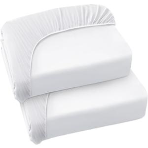 Twin Fitted Sheet Only, Twin Size Sheets for Kids Up to 12 Inches Deep Procket, Single Bed Mattress Sheets Stretchable Breathable Jersey Knit Cover, 2 Pack, White