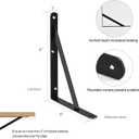 16 Pack L8 x H 6" Black Heavy Duty Shelf Brackets with Screws Metal Shelf Brackets Shelf Support Angle Brackets for Shelves L Brackets Heavy Duty Floating Shelf