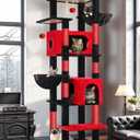 Globlazer Gothic Heavy Duty Cat Tree, 74in Sturdy Goth Cat Tower for Large Cats Adult Big Cat Tree with 7 Scratching Posts, 2 Padded Spacious Condos, 2 Hanging Baskets, Enlarged Perch, S74, Red Black