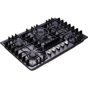 30 Inch Gas Cooktop, 5 Burners Built-in Stovetop, Stainless Steel LPG/NG Convertible Stove, Dual Fuel Sealed Hob - Black