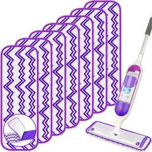 Reusable Mop Refills Pads for Swiffer PowerMop - 6 Pack Microfiber Wet Pads 15" Washable Mopping Cloths for Multi-Surface & All Types of Floors, White