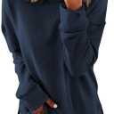 Dokotoo Women's Casual Crew Neck Sweatshirt Loose Soft Long Sleeve Pullover Tops (Medium, A Dark Blue)