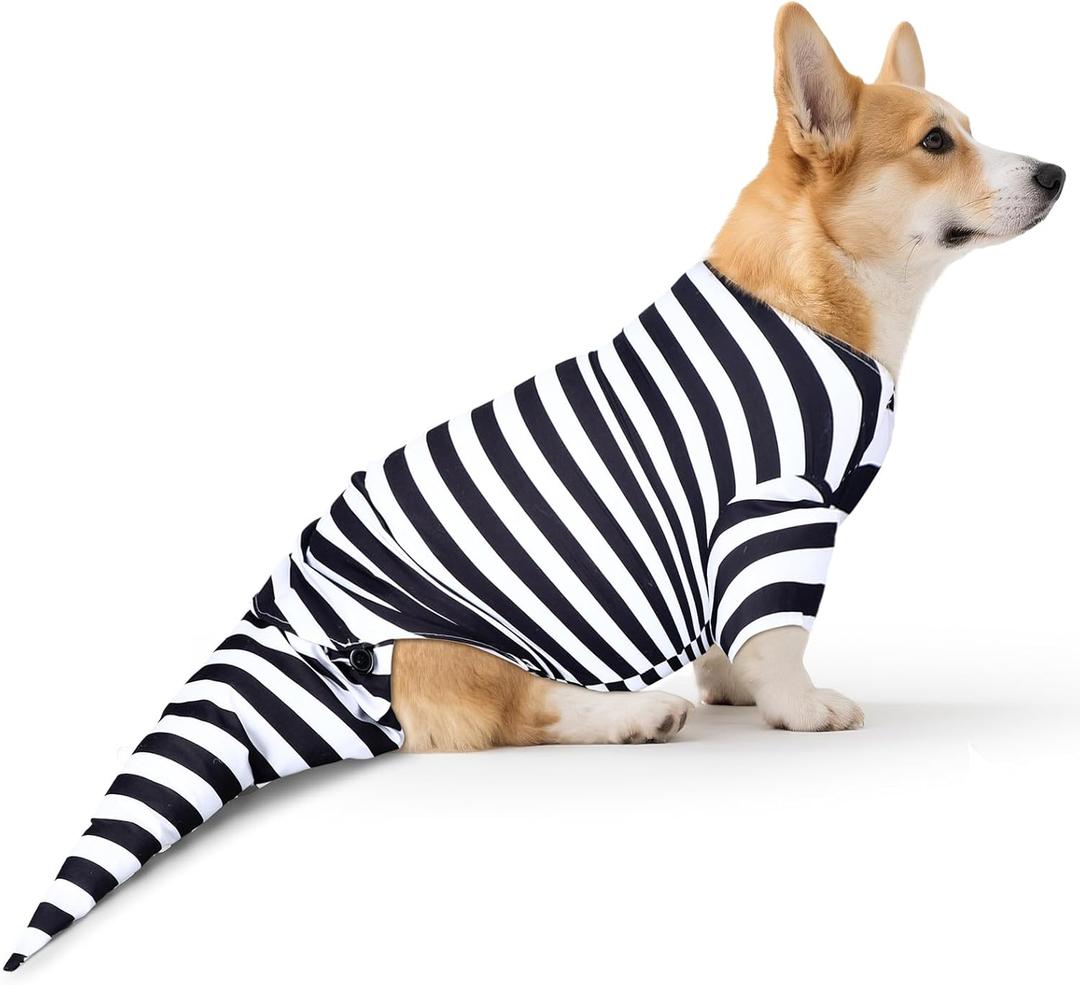 Dog Halloween Costume Sandworm Costume for Dogs Pet Halloween Snake Cosplay Black White Stripes Dog Funny Costumes for Party Medium Large Small Dogs(Medium)