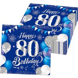 Uojlvlr80th birthday napkins40PCS in blue and silver80th birthday celebration party decoration napkins table decorations party supplies for men and womennavy blue evening