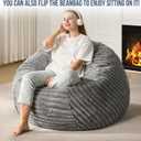 Hobestluk 4ft Bean Bag Chairs for Adults Large Beanbag Chair with Dutch Corded Plush Cover Big Bean Bag Chair for Living Room Bedroom Dorm Office - Grey (44" x 44" x 24")