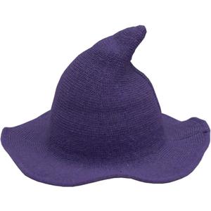 URFUN Women's Wool Witch Hat Wide Brim Spire Knitted Cap for Halloween Party Decor (Deep Purple)