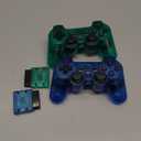 Burcica Wireless Controller for PS-2 Play 2 Double Vibration 2 - ClearBlue and ClearGreen