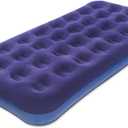 Twin Size Air Mattress for Inflatable - Portable Blue Blow Up Mattresses with Flocked top - Single Foldable Air Bed for Tent Camping Home Travel Backpacking (Navy)