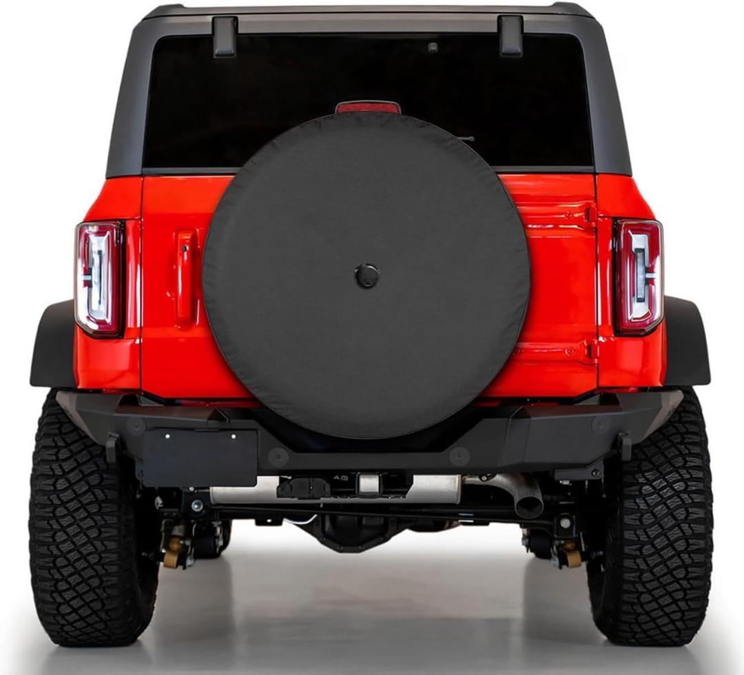 32 Inches Spare Tire Covers for 2021-2025 Ford Bronco Base, Big Bend, Black Diamond, Outer Banks 2/4 Door, Wheel Tyre Protectors with Backup Camera Hole Exterior Accessories