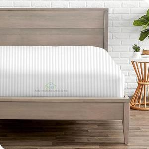 1 Fitted Sheet Only, 100% Egyptian Cotton - 400 Thread Count, Fitted Sheet fits Upto 15 Inch Deep Pocket - King Size - Hotel Luxury Single Fitted Sheet Only - White Stripe Fitted Bottom Sheet Only