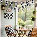 2 x 100Ft Black and White Checkered Flag Banner, Racing Pennant Banner, Race Car Birthday Party Decorations Supplies