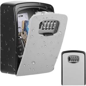 Diyife XXL Key Lock Box Wall Mounted, Heavy Duty Weatherproof 4 Digit Combination Key Storage Box for Car Keys, House Keys, Extra Large Key Safe Lock Box with Code for Indoor Outdoor Home Garage
