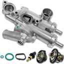68003582AB Aluminium Thermostat Housing Assembly Compatible with 2.4L 2.0L 1.8L Jeep Compass Patriot 2007-2017, Dodge Journey 2009-2020 Caliber, Chrysler 200 Sebring with Sensor & Gasket