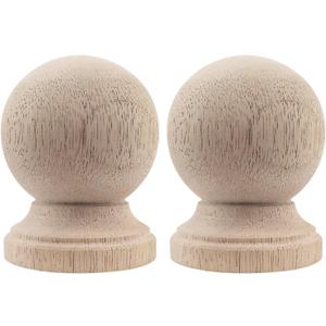 Unfinished Solid Wood Finials - Pack of 2, Newel Post Caps for Stairs, Bedpost & Flagpole Toppers, Large DIY Craft Wooden Decorative Tips with Pre-Drilled Holes (Large, Style 4)