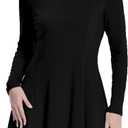 Women Casual Dress Peter Pan Collar Long Sleeve Classic Gothic Dresses (Small, Black)