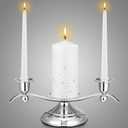 Irenare Unity Candles with Holder for Wedding Ceremony Wedding Decortions Accessories Glass Candle Holder Pillar Candle for Formal Events Church(Pearl)