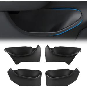 4 PCS Full Arounding Door Side Storage Organizer Compatible with 2025 2026 TES-la Model Y Juniper, Full Cover TPE Door Side Pocket Box Tray, Front & Rear Side Organizer Tray Protector Liner
