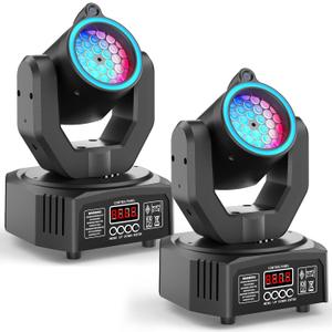 2PCS Compact 30W Stage Moving Head Light with Beam, GOBO Projection, Remote Control Sound Active & DMX512 Control 450 Pan/180 Tilt for DJ Party Home Theater Small Venues
