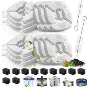 Cat Water Fountain Replacement Filters-12 Pack Cat Fountain Filters with 12 Pack Sponges, Enhanced Compatibility Pet Fountain Filter Fit for 50oz, 84oz, 95oz or 108oz Automatic Pet Dog Water Dispenser