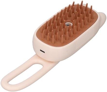 Pet Steam Brush Rechargeable Grooming Massage Water Brush for Cats Dogs with Handle for Hair Washing Bathing Beige