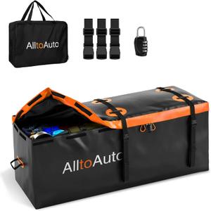 20 Cubic Feet Cargo Bag for Hitch Carrier, Waterproof with Heavy Duty PVC
60"x20"x29" Heat-Glued Seams, 3-Sides Zipper, 3*Straps, 1*Lock, 1*Carry Bag Fits Similar Size Hitch Carrier