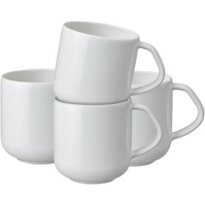 Classic White Coffee Mug Set of 6 - Large 13.5oz Simple Porcelain Tea Mug Set For Office & Home - Dishwasher Safe, Microwave Safe - Ceramic Cups