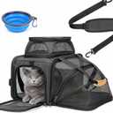 JUNGYOON Cat Carrier, Expandable Airline-Approved Soft-Sided Pet Travel Bag for Cats, Small Dogs & Small Pets, Breathable Mesh Design with Multi-Pockets & Fleece Pad (Dark Grey)