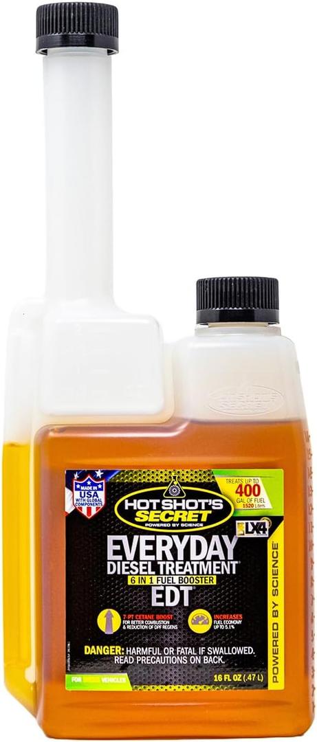 Hot Shot's Secret Everyday Diesel Treatment (HSSEDT16ZS) 6-in-1 Diesel Fuel Additive - Treats 400 Gallons, Diesel Injector Cleaner, Diesel Fuel System Cleaner, Diesel Additive Boosts Cetane, 16oz
