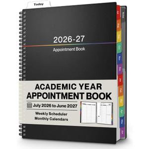 Dunwell 2026-2027 Appointment Book 8.5 x 11, July 2026 to June 2027, 15-Minute Hourly Schedule Planner with Colorful Tabs, Daily Professional Agenda
