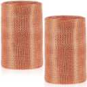 Gisafai 8" x 100 ft Copper Mesh Rodent Control Copper Wool for Slugs Rustproof DIY Hole Filler Pure Wire Mesh for Bat Snail Bird Pest Rodent Control Gap Blocker Fill Fabric Hole Gardening (2 Roll)