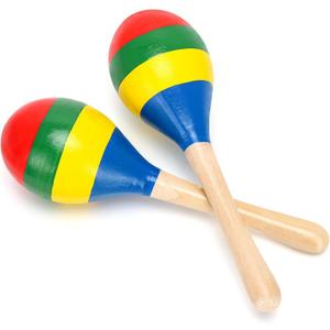2 Pcs Maracas, 7.9 Inch Hand Percussion Rattles, Wooden Rumba Shaker Hand Musical Instruments with Clear Rhythm for Music Learning (Colorful-7.9 Inch)