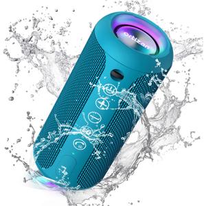 Ortizan Portable Bluetooth Speakers, IPX7 Waterproof Wireless Outdoor Speaker with 24W Loud Stereo Sound And Bluetooth 5.3, Deep Bass, RGB Lights, Dual Pairing, 30H Playtime for Home, Party