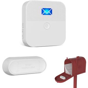 Mailbox Alarm Mail Chime Notification System-Mail Alarm 600 ft Long Range Wireless Mailbox Alert with LED Light Flashing and Sound Reminderser (White)