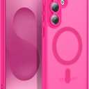 Compatible with Samsung Galaxy S25 FE,Compatible with MagSafe Transparent Clear Design Frame Matte Phone Case Shockproof Protective Cover for Women Girls Pink