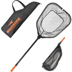 KastKing Brutus Fishing Net, Foldable Extendable Fish Landing Net, Lightweight & Portable Fishing Net with Soft EVA Foam Handle, Holds up to 44lbs/20KG, Fish-Friendly Mesh for a Safe Release, 75" Total Length