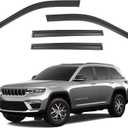Window Visors Rain Guards fits 2022-2026 Jeep Grand Cherokee 2-Row, Out-Channel Window Wind Deflectors Vent Shades Accessories, Dark Smoke 4 Pcs, 2023 2024 2025