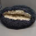 ShinHye Cat Bed Round Plush Fluffy Hooded Cat Bed Cave, Cozy for Indoor Cats or Small Dog beds, Soothing Pet Beds Doughnut Calm Anti-nxiety Dog Bed - Waterproof Bottom Washable (2020inch, Dark Grey)